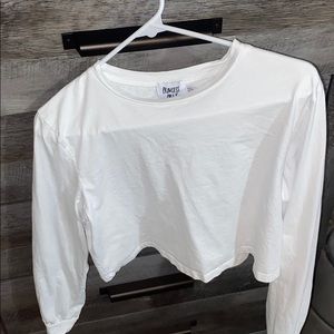 white cropped long sleeve